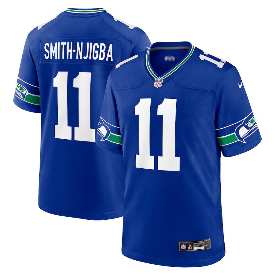 Men Seattle Seahawks #11 Jaxon Smith-Njigba Nike Royal Throwback Player Game NFL Jersey